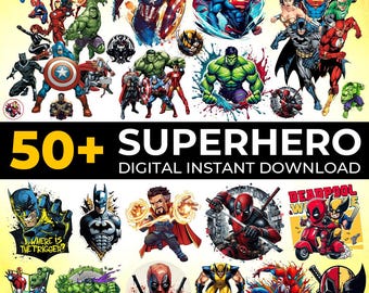 50+ Superhero Png Bundle, Avengers Clipart, Marvel T-shirt Design PNG, Superheroes Clipart, Heroes Png Set, Cute Cartoon, Best Superhero Png