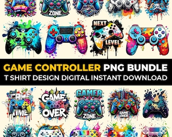 Spelkontroll Png-paket, Gamer Sublimation-paket, Videospel PNG, Gamer T-shirt Png, Tecknad Png, Spelkontroll Clipart, Spel på Png