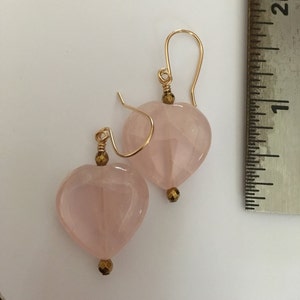 Heart Earrings, Gift of Love, Rose Quartz Heart Earrings, Pink Earrings image 7