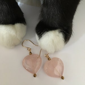 Heart Earrings, Gift of Love, Rose Quartz Heart Earrings, Pink Earrings image 6