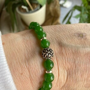 Green Jade Bracelet, Jade Stretch Bracelet, Genuine Jade image 3