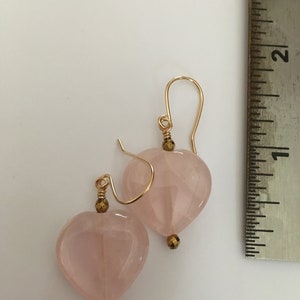 Heart Earrings, Gift of Love, Rose Quartz Heart Earrings, Pink Earrings image 5