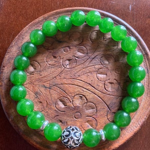 Green Jade Bracelet, Jade Stretch Bracelet, Genuine Jade image 6
