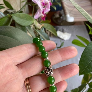 Green Jade Bracelet, Jade Stretch Bracelet, Genuine Jade image 7