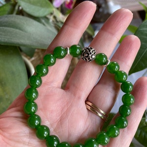 Green Jade Bracelet, Jade Stretch Bracelet, Genuine Jade image 4