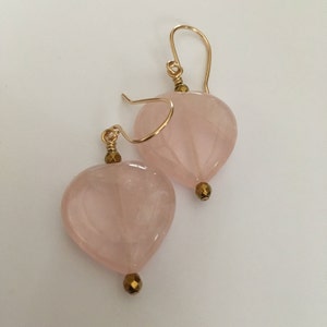 Heart Earrings, Gift of Love, Rose Quartz Heart Earrings, Pink Earrings image 9