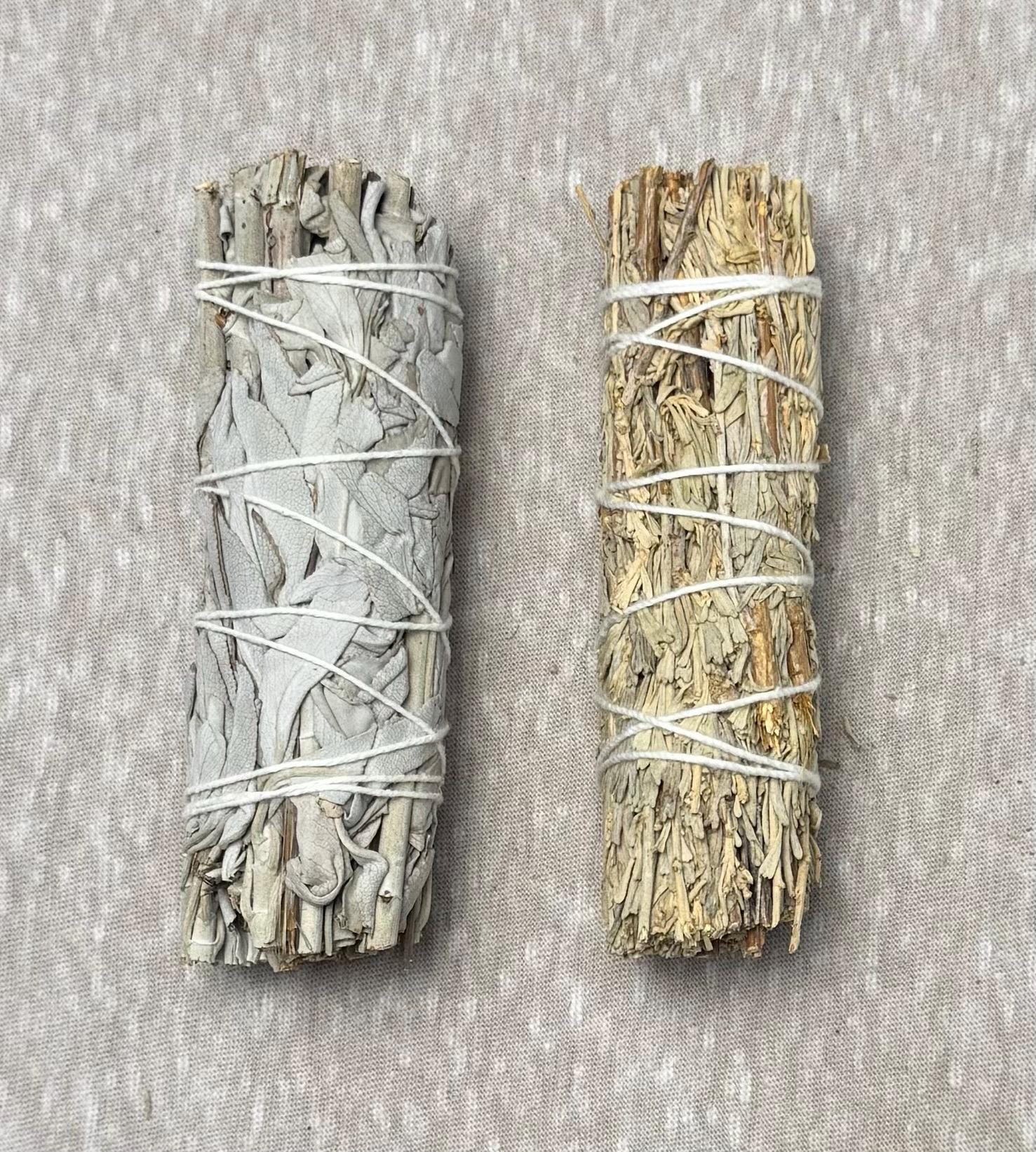 White or Blue Sage Smudge Stick Energy Cleansing Smudging Bundle Spiritual Ritual Meditation & Protection