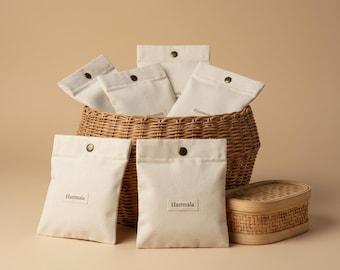 Bolsas de botones de algodón orgánico de 100 piezas / Embalaje de joyería con logotipo personalizado