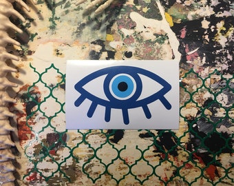 Evil Eye sticker - blue and black waterproof vinyl opaque decal social bumper sticker laptop decal gift talisman occult turkish protection