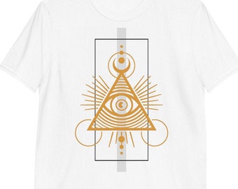 illuminati Star Badge T-shirt Indie Hipster Tee Chest Print Skater Sk8 Top 