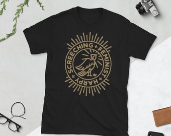 Screeching Feminist Harpy cotton t-shirt in black UNISEX SIZES
