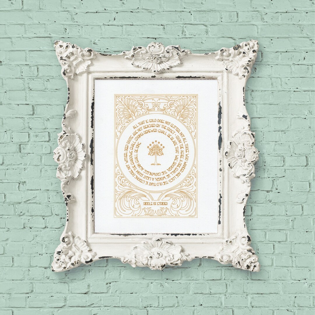 Riddle of Strider LOTR Lord of the Rings Poem Metallic Gold Ink Art ...