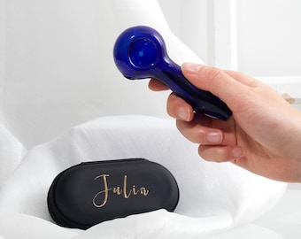 Deep Blue Glass Pipe, Girly Hand Pipe, Unique Pretty Design,Beautiful Bowl