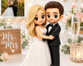 Personalisierte Hochzeitspaar-Statue, kundenspezifische 3D-Figur vom Foto, Braut-Bräutigam-Empfangsdekor, romantisches Hochzeits-Andenken-Geschenk