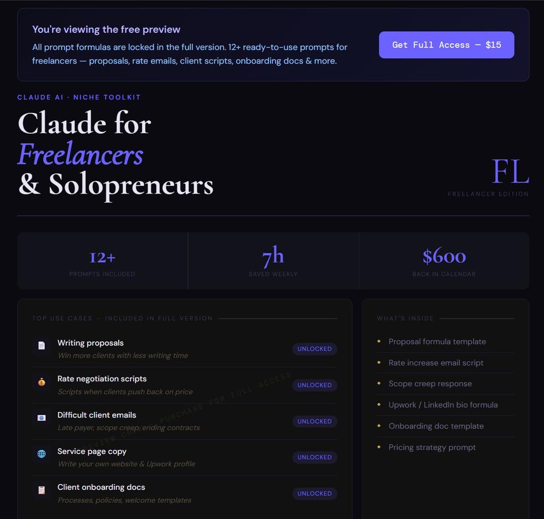 Claude AI Prompts for Freelancers | Digital Download | AI Productivity ...