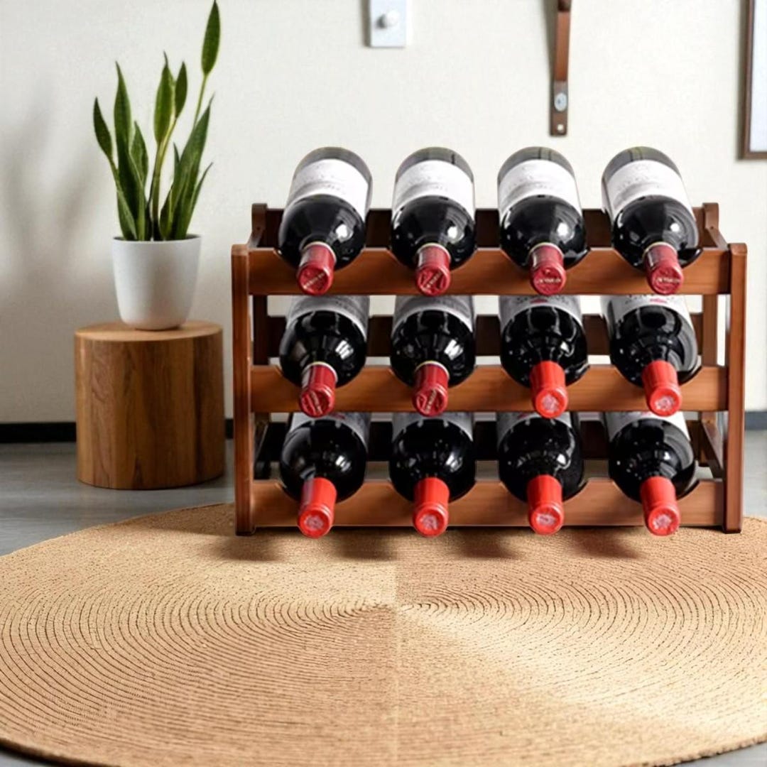 Bamboo Wine Rack – Multi-tier Solid Wood Bottle Display for Home & Ba ...