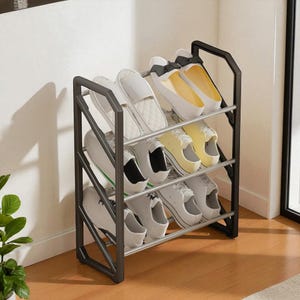 Metal Shoe Rack – 4 Tier Shoe Organizer Shelf – Modern Steel Storage for Entryway, Hallway & Balcony – Space Saving Shoe Stand