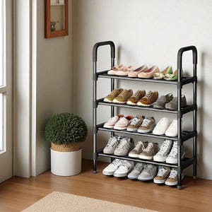 Metal Shoe Rack – Multi-Tier Shoe Storage Organizer | Entryway Shelf & Closet Rack | Modern Home Décor Plant Stand