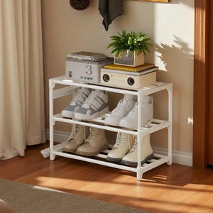 Modern Metal Shoe Rack – Multi Tier Shoe Organizer, Entryway Shoe Storage Shelf, Industrial Black Shoe Stand, Hallway Furniture