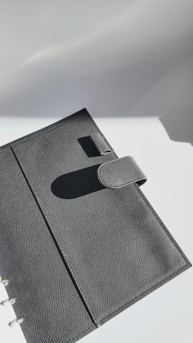 Classeur à anneaux A5 en cuir végétalien : organiseur d'agenda rechargeable image 11
