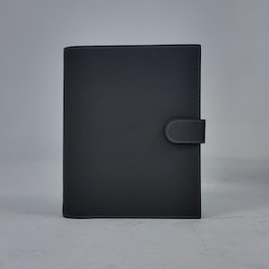 Classeur à anneaux A5 en cuir végétalien : organiseur d'agenda rechargeable GRAPHITE