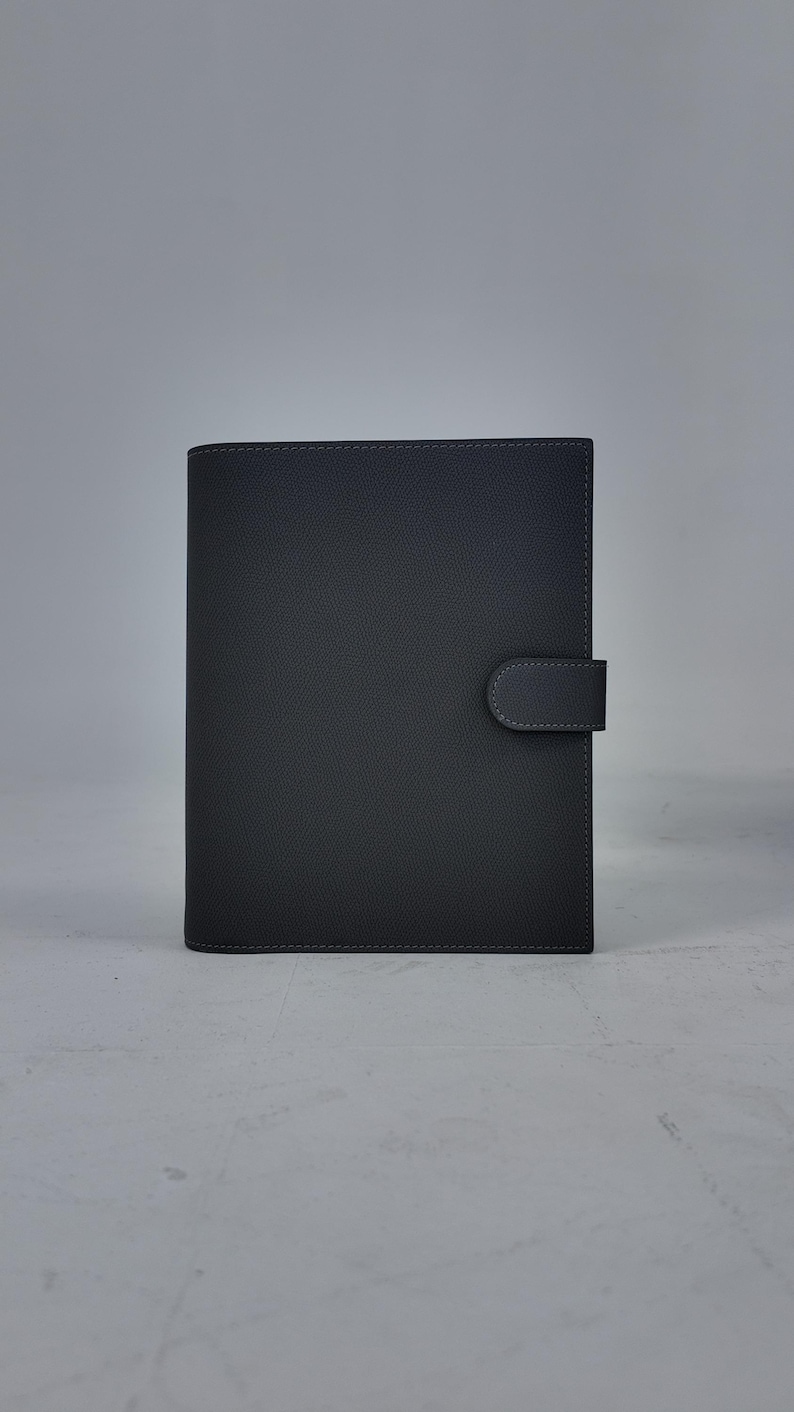 Classeur à anneaux A5 en cuir végétalien : organiseur d'agenda rechargeable GRAPHITE