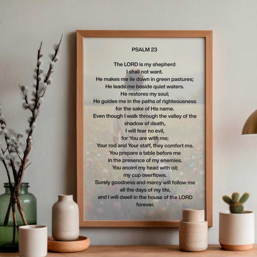 Psalm 23 Wall Art the Lord is My Shepherd Scripture Print Christian ...