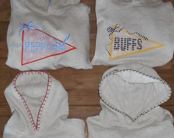 Custom College Pennant Patchwork Hoodie Happy Stitching