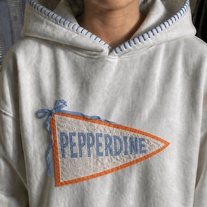 Pepperdine Patchwork Hoodie Merch Happy Stitching