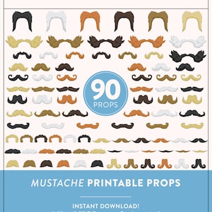 Mustache Props | 90 Printable Mustache Props | Instant Download | Mustache Photo-Booth Props