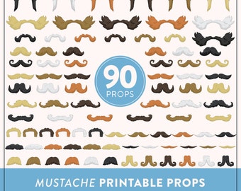 Mustache Props | 90 Printable Mustache Props | Instant Download | Mustache Photo-Booth Props