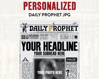 Custom Daily Prophet Front Page JPG 11x17 | Potter Save the Date | Potter Baby Announcement | Not Instant | Not Editable