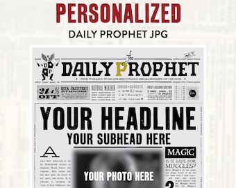 Custom Daily Prophet Front Page JPEG | Potter Save the Date | Potter Baby Announcement | Not Instant | Not Editable