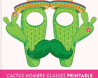 Printable Cactus Glasses Photo Booth Prop | Cactus Party Props | Fiesta Baby Shower |  Fiesta Party Props