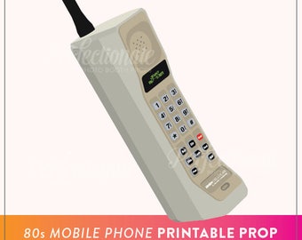 Printable 80s Mobile Phone 2D Photo Booth Prop | Printable 80s Cell Phone | Instant Download | 80s Photo-Booth Prop | 2D Side view