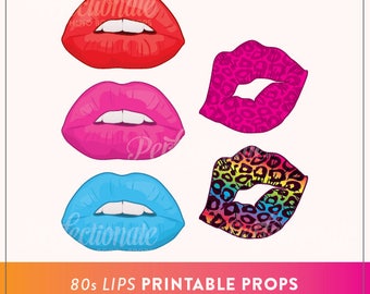 Printable 80s Lips Photo Booth Prop | Printable 80s Props | Instant Download | 80s Photo-Booth