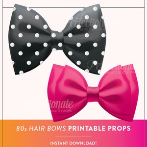 Ausdruckbare 80er Jahre Haarschleifen Photobooth Requisiten (Instant Download)