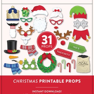 Printable Christmas Photo Booth Props | 31 Printable Props | Instant Download Christmas