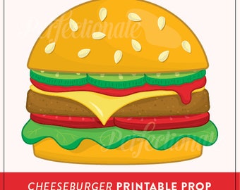 Cheeseburger Photobooth Prop: Fast Food zum Ausdrucken (Instant Download PDF)