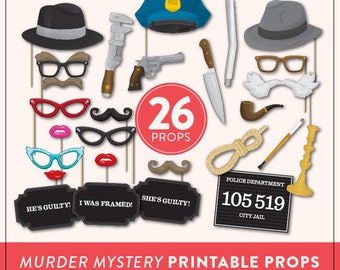 Murder Mystery Photo Booth Props | Roaring 20s Party (PDF)