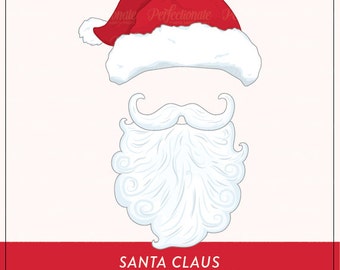 Druckbare Weihnachts-Requisiten | Nikolausmütze und Bart | Druckbare Weihnachtsmann Props | Sofort Download