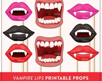 Vampire Fangs Props | 8 Full Size Printable Props | DIY Halloween Props | Instant Download