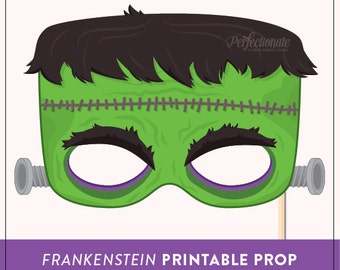 Printable Frankenstein Mask Prop | Halloween Printable Prop | Halloween Instant Download
