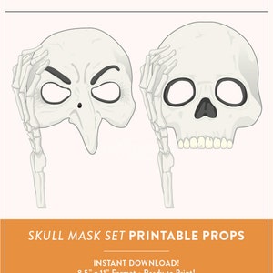 Printable Skull Mask Props | Halloween Skull Instant Download | Printable Halloween Props