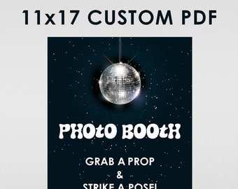 Custom Disco Photo Booth Sign 11 x 17 Printable PDF | Disco Party Sign | Bat Mitzvah Sign | Bar Mitzvah Sign | Not An Instant | Not Editable