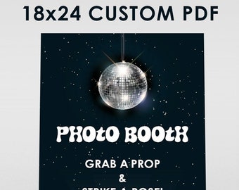 Custom Disco Photo Booth Sign 18 x 24 Printable PDF | Disco Party Sign | Bat Mitzvah Sign | Bar Mitzvah Sign | Not An Instant | Not Editable