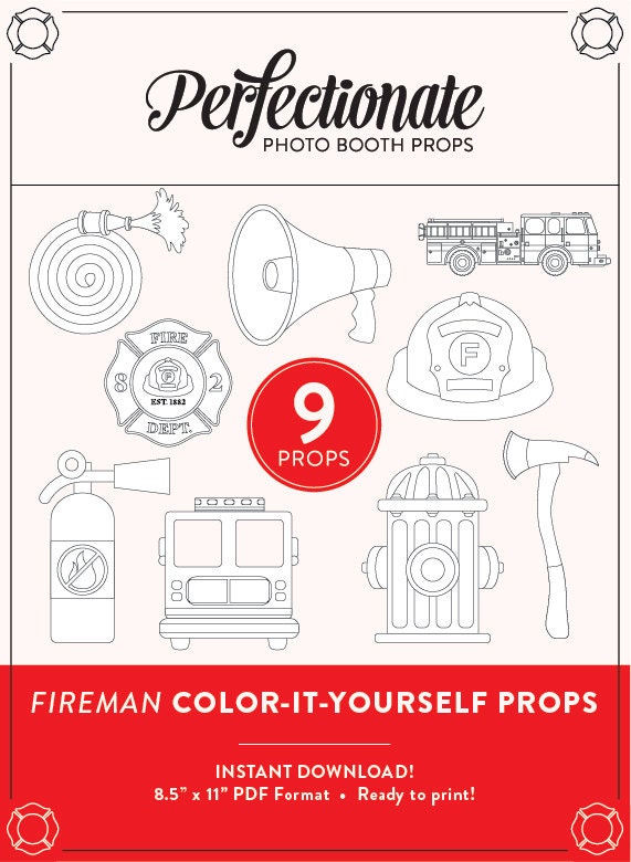 Fire Fighter Coloring Pages Printable Fire Fighter Coloring | Etsy