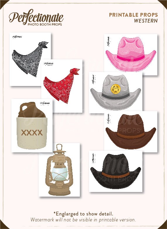 Printable Western Photo Booth Props 32 Printable Cowboy | Etsy