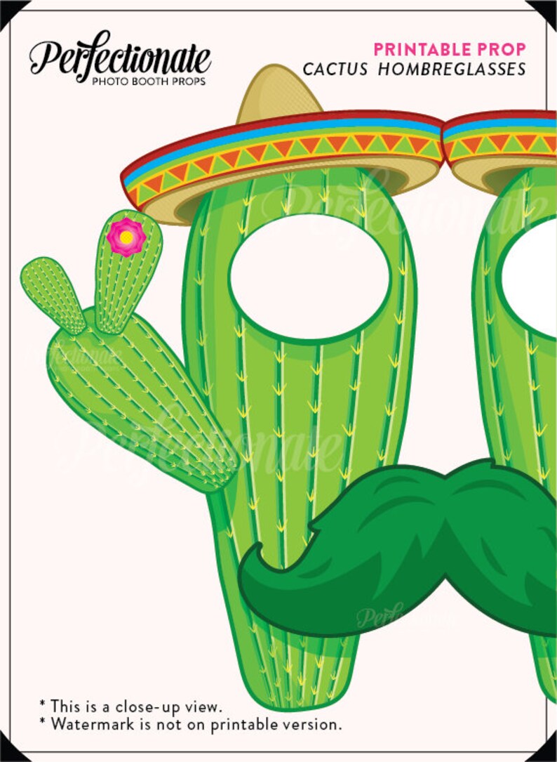 Printable Cactus Glasses Photo Booth Prop Cactus Party Props Etsy