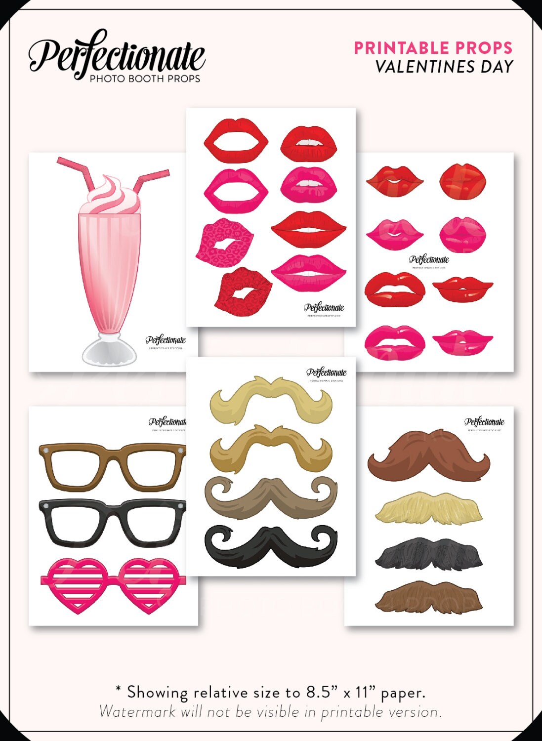 Printable Valentines Photo Booth Props 50 Props Instant | Etsy